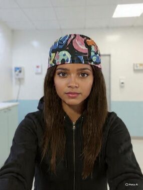 Colorful Abstract Pattern Surgical Hat - Multicolor